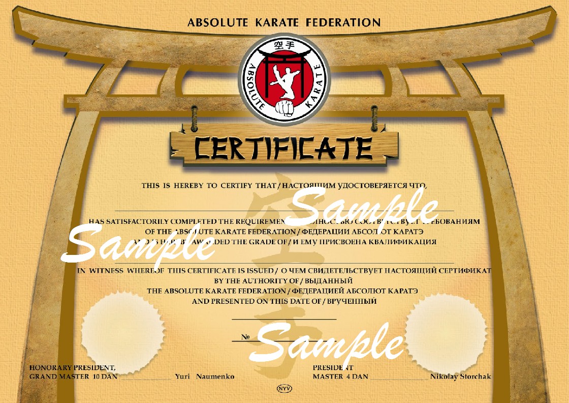 Phairzios Karate Certificate Templates Certificates