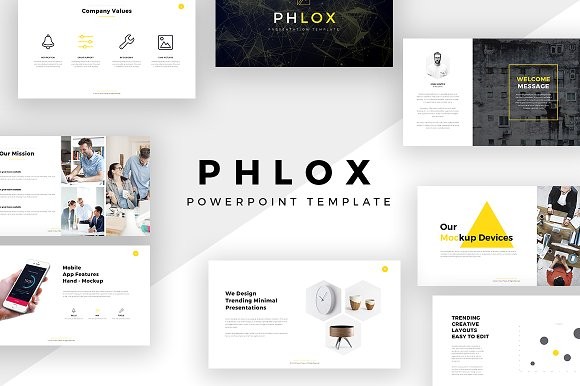 Phlox Minimal PowerPoint Template Presentation Templates Minimalist Powerpoint
