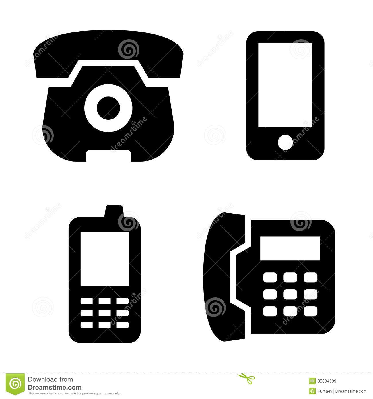 Phone Icons Set Stock Vector Illustration Of Black Center 35894699 Free