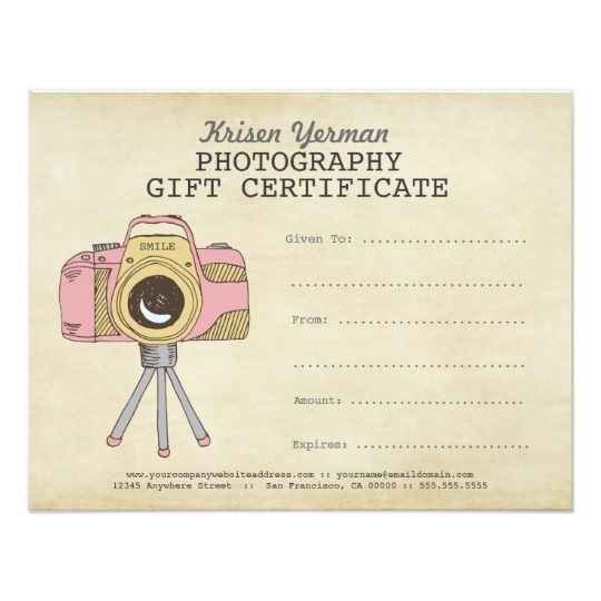 Photographer Photography Gift Certificate Template KristenYerman Ideas