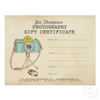 Photography Gift Certificate Template Studio Signature