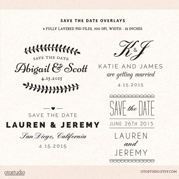 Photoshop Save The Date Overlays Wedding Photo Cards Psd Etsy Template