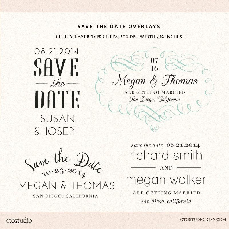 Photoshop Save The Date Overlays Wedding Photo Cards Psd Templates Template