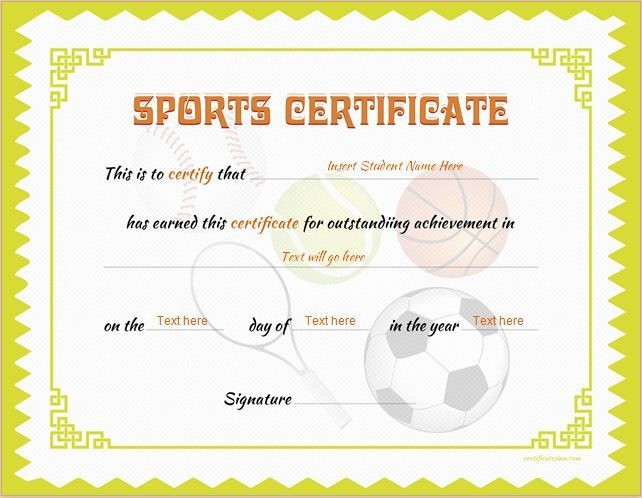 Pin By Alizbath Adam On Certificates Pinterest Certificate Free Printable Sports