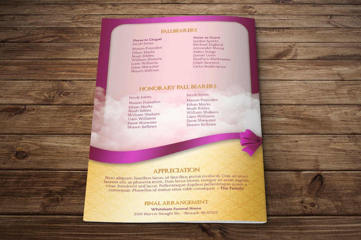 Pink Ribbon Funeral Program Publisher Template On Behance Background Pictures For Programs