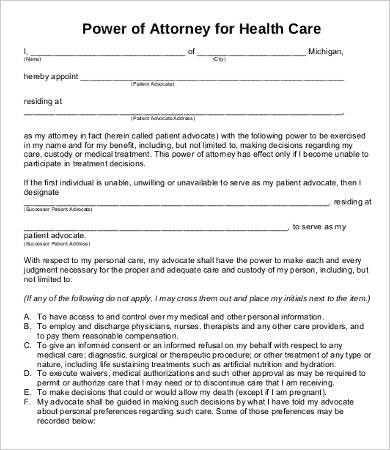 Power Of Attorney Form Free Printable 9 Word PDF Documents Poa Template