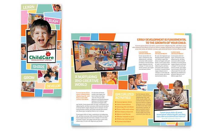 Preschool Kids Day Care Brochure Template Design