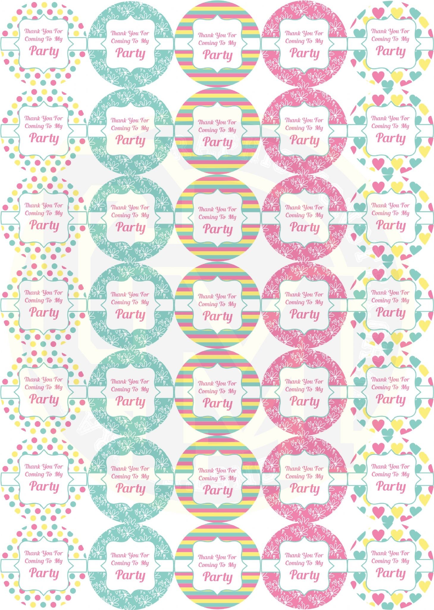 Pretty Birthday Party Stickers Sweet Cone Bag Labels