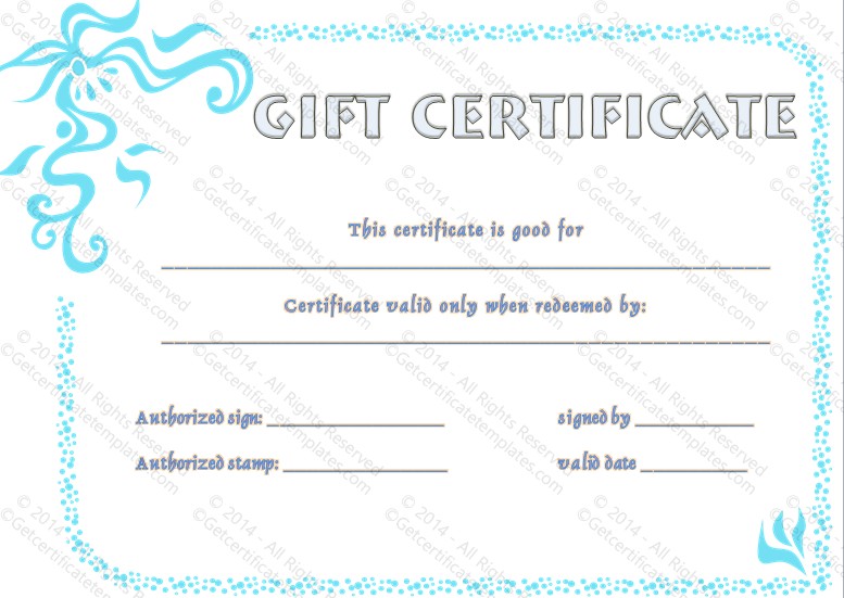 Pretty In Blue Gift Certificate Template Music