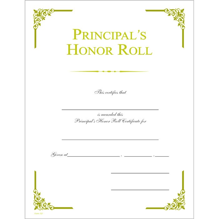 Principal S Honor Roll 700 Certificate Jones School Supply List