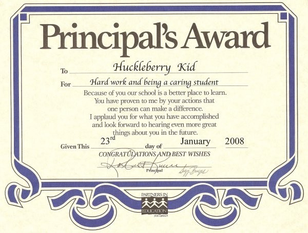 Principal S List Certificate Template Award Yeni Mescale Co Epic