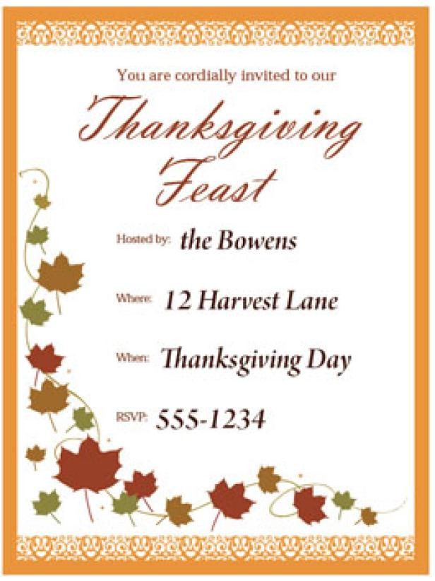 Print A Customizable Thanksgiving Invite From HGTV Invitation
