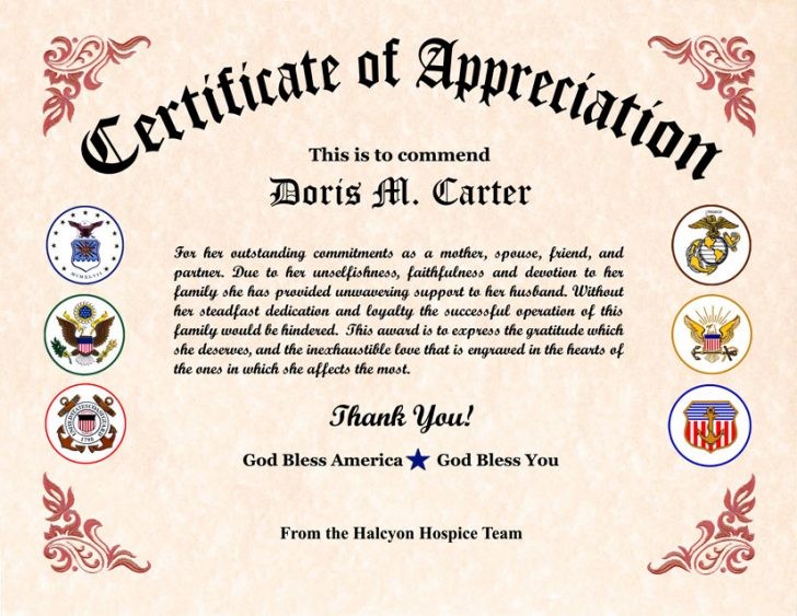 Printable Achievement Certificate Template Com Free Veterans Day Templates