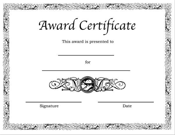 Printable Award Certificate S Academic