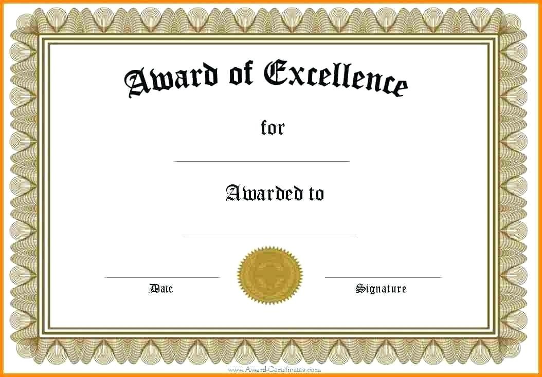 Printable Award Templates Gorgeous Blank Certificate Paper Template