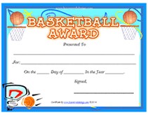 Printable Basketball Award Certificates Templates Free Certificate Downloads