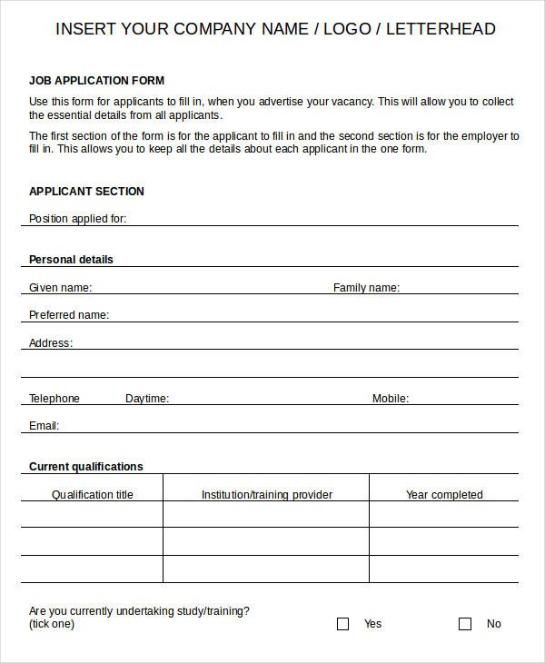 Printable Blank Employment Application Zrom Tk Downloadable