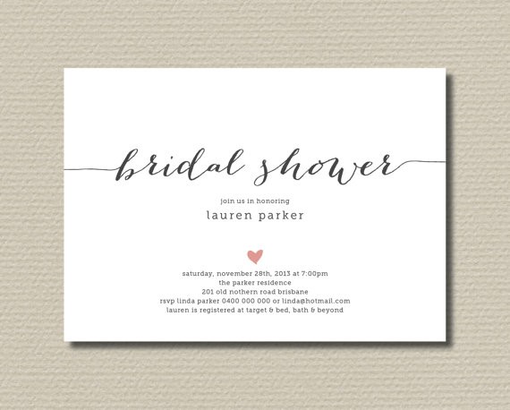 Printable Bridal Shower Invitation Simple And Sweet Love Heart Wedding