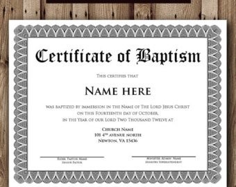 Printable CERTIFICATE Template Microsoft Word Editable Etsy Baptism Certificate