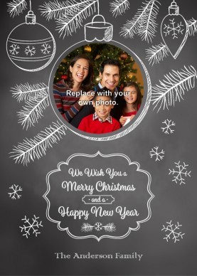 Printable Chalkboard Christmas Photo Card Template Holiday Templates