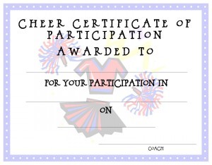 Printable Cheerleading Award Certificates Ideal Certificate