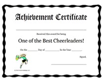 Printable Cheerleading Awards Certificates Certificate