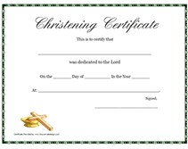 Printable Christening Certificates Baptism Certificate