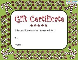 Printable Christmas Gift Certificates Free