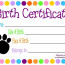Printable Dog Birth Certificate Fake Template