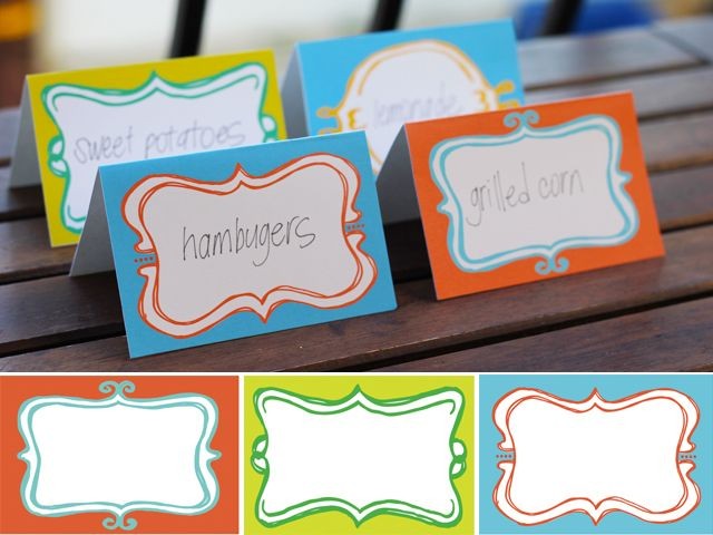 Printable Food Label Cards Printables Pinterest Party Free Tag Template