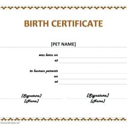 Printable Free Birth Certificate Template Dog Show Word