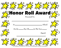 Printable Honor Roll Awards School Certificates Templates Free