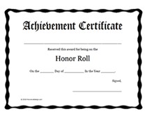 Printable Honor Roll Awards School Certificates Templates List Template