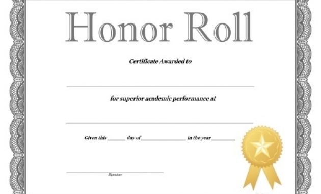 Printable Honor Roll Certificates Zrom Tk Certificate Template