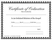 Printable Ordained Minister Of The Gospel Certificate Form Templates License Template