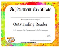 Printable Outstanding Reader Award Certificate Children S Awards Templates