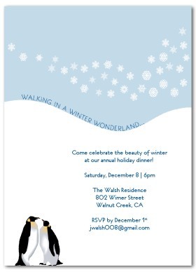 Printable Penguin Holiday Party Invitation Template