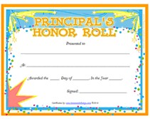 Printable Principals Honor Roll Awards Certificates Templates List Template