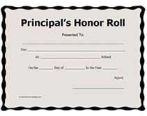 Printable Principals Honor Roll Awards Certificates S Principal S List Certificate