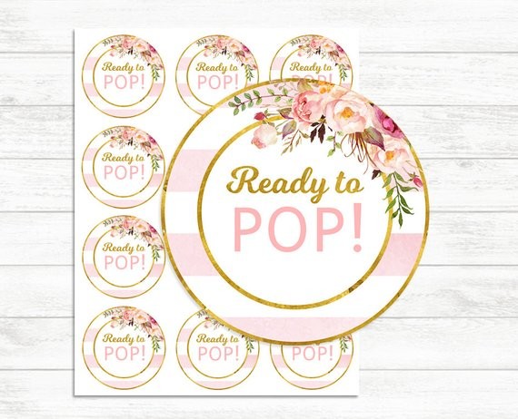 Printable Ready To Pop Stickers Pink And Gold Etsy About Popcorn Labels