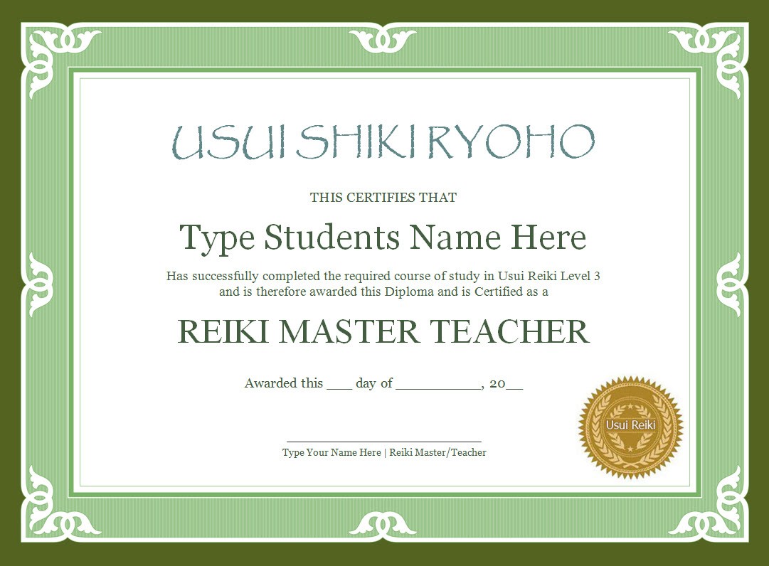 Printable Reiki Certificates Download Them Or Print Free Certificate