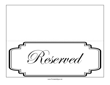 Printable Reserved Table Sign Free Templates