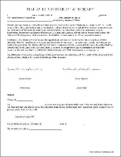 Printable Sample Power Of Attorney Form Free Real