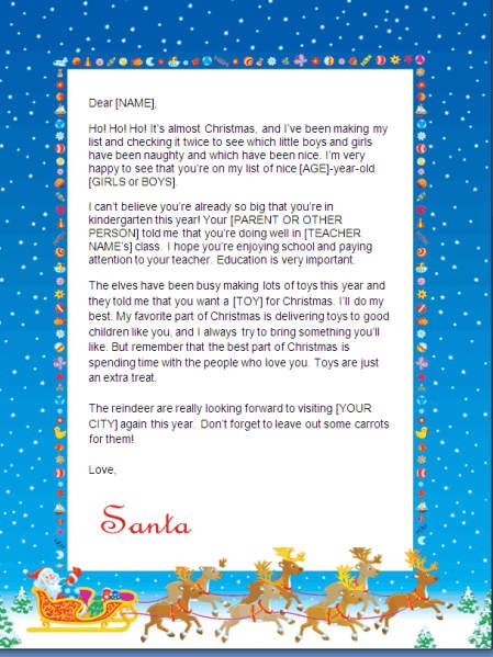 Printable Santa Letters Personalized From Free
