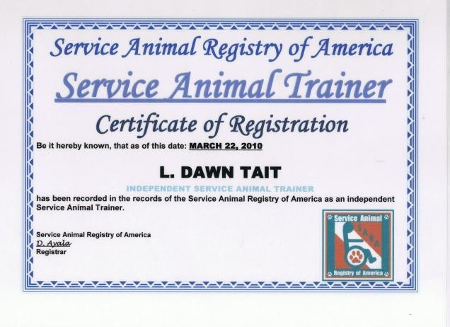 Printable Service Dog Certificate Puppy Training Template