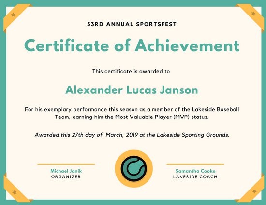 Printable Sport Certificates Primary Sports Award