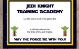 Printable Star Wars Jedi Certificate INSTANT DOWNLOAD By Deezee Knight Training