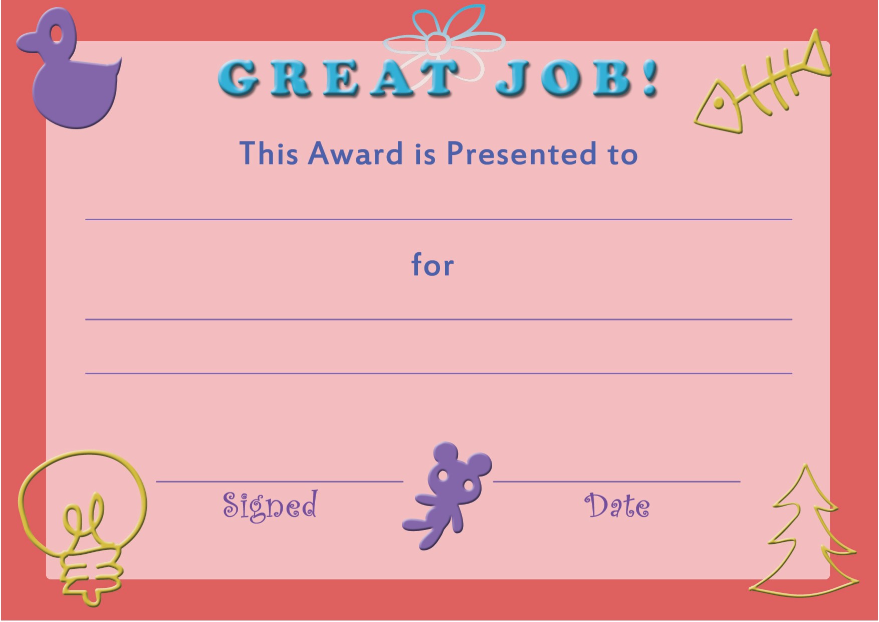 Printable Template Certificate Of Achievement For Kids In PDF By