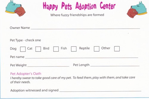 Adoption Certificate For Pets