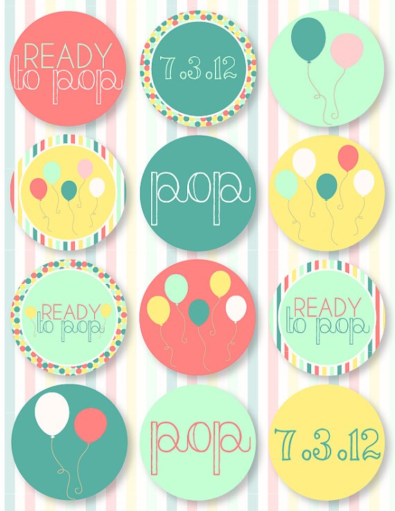 Ready To Pop Baby Shower PRINTABLE Party Circles INSTANT DOWNLOAD